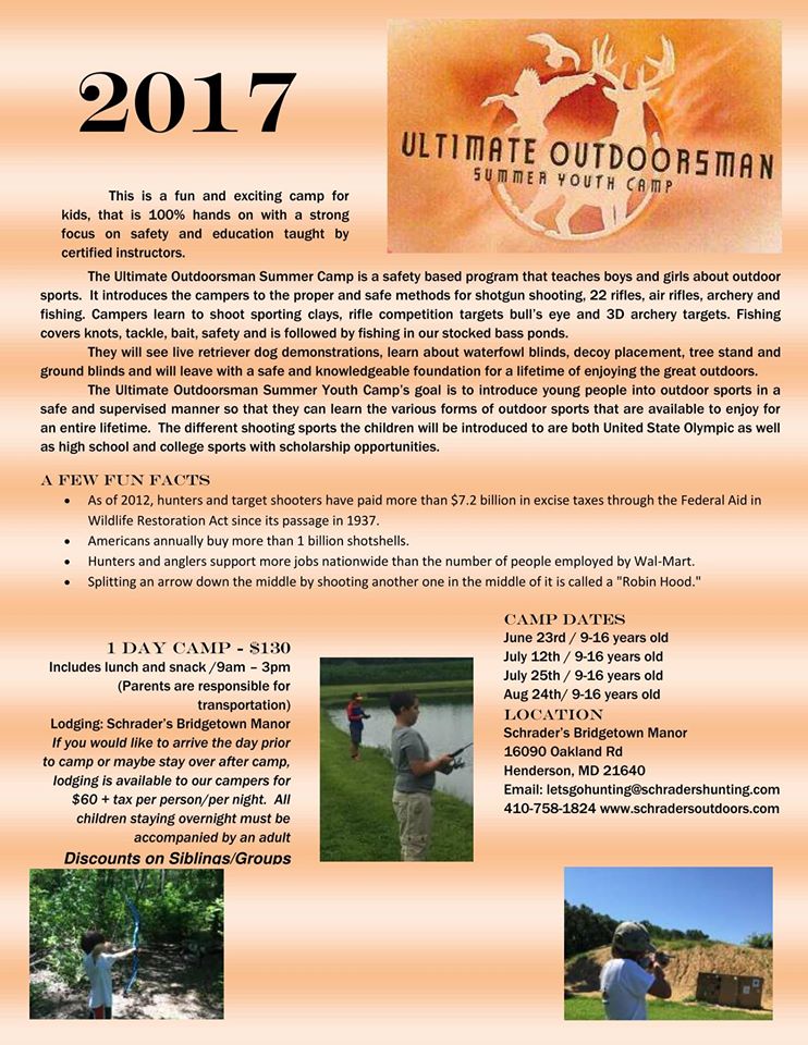 Schrader's Outdoors Ultimate Outdoorsman Summer Youth Camp